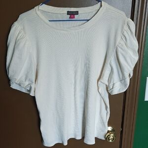 Vince Camuto Ivory Puff Sleeve Short Sleeve Top - XXL
